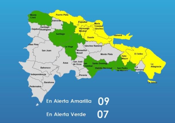 coe-mantiene-9-provincias-en-alerta-amarilla;-coloca-6-en-verde