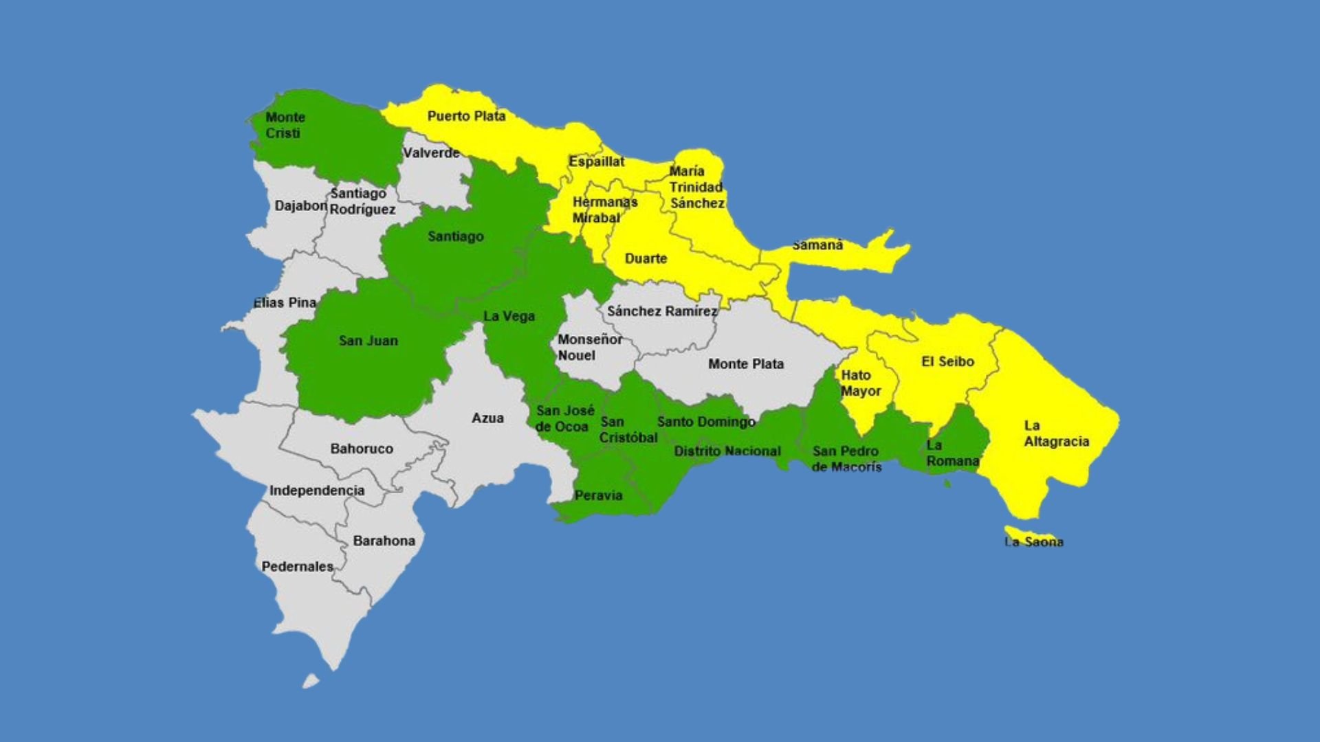coe-mantiene-9-provincias-en-alerta-amarilla,-10-y-distrito-nacional-en-verde