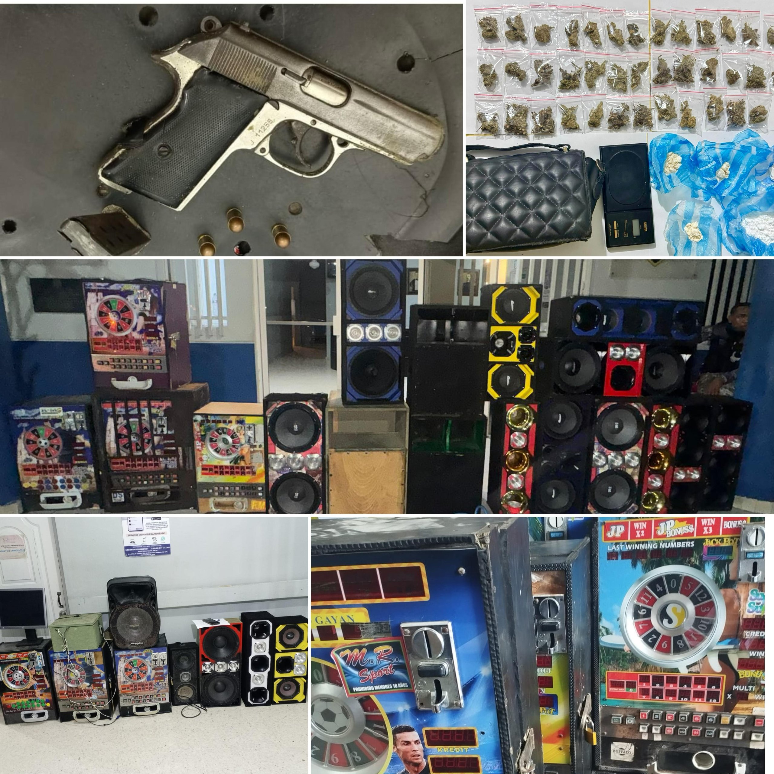 policia-ocupa-arma-de-fuego,-sustancias-ilicitas-y-decenas-de-bocinas-en-sdn