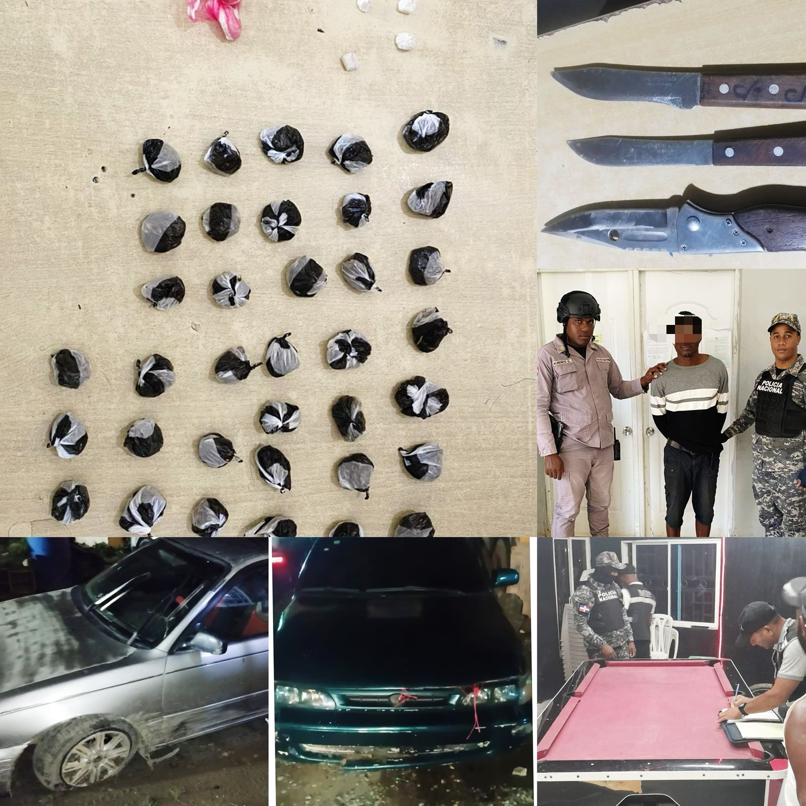 ocupan-drogas,-armas-blancas-y-recuperan-dos-vehiculos-robados-en-operativos-en-monte-plata