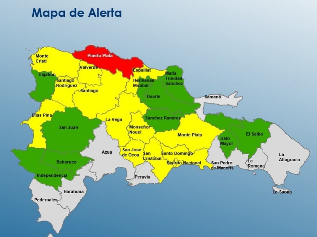 puerto-plata-en-alerta-roja;-12-provincias-en-amarilla-y-10-en-verde-por-vaguada