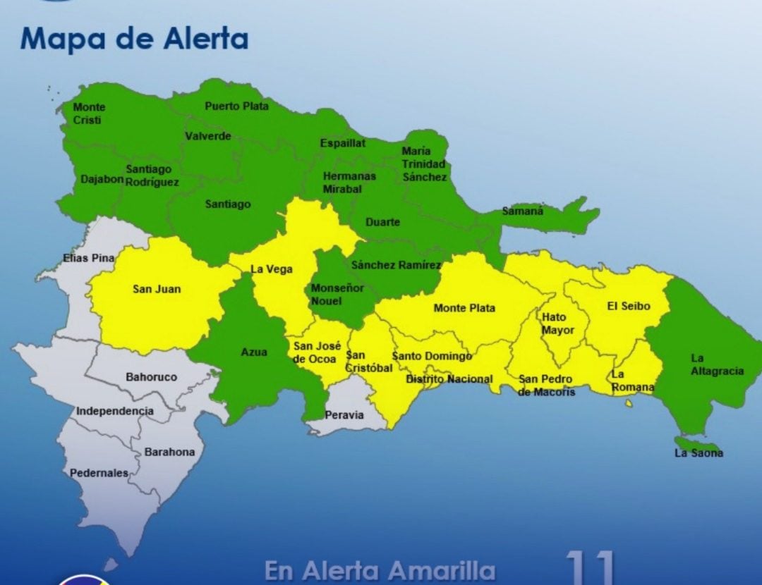 coe-mantiene-10-provincias-y-el-distrito-nacional-en-alerta-amarilla-por-lluvias